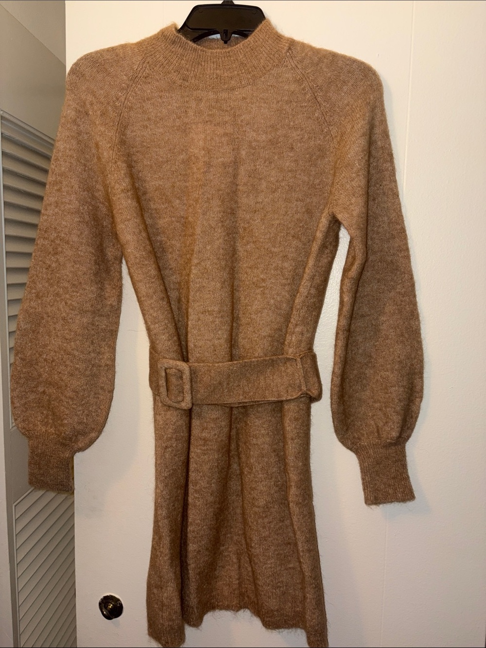 NWT Sezane Brown Knit Belted Sweater Dress